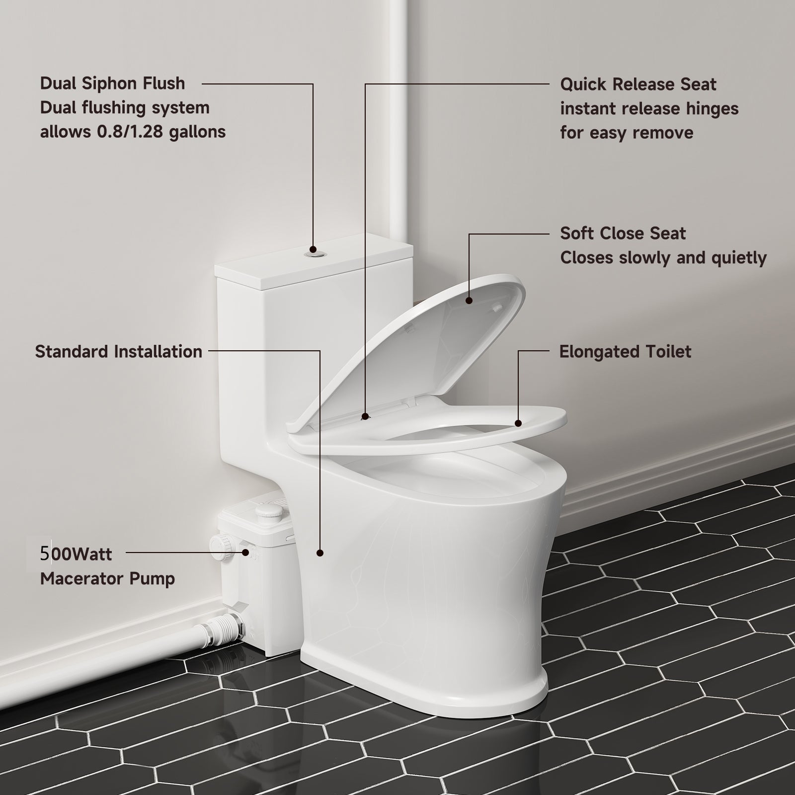 Wholesale Macerator Toilet with Powerful Macerator Pump JLF-FLO500 PatioZones